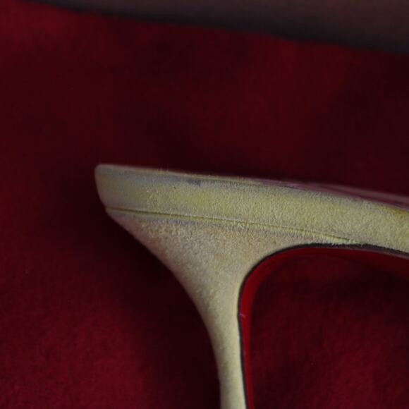 Christian Louboutin Belbrossa Yellow Suede Pompom Fringe Slip-On Kitten Heels - Picture 8 of 16